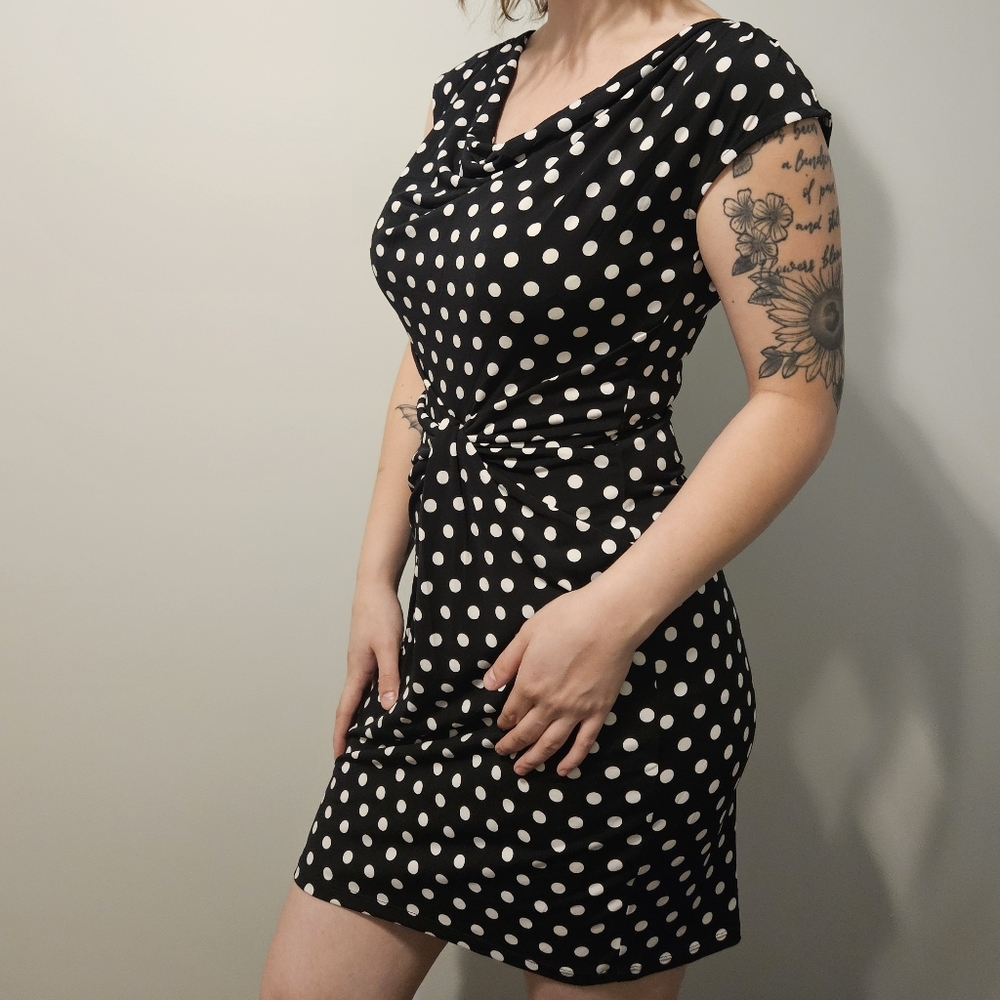 Michael Kors Black and White Polka Dot Mini Dress